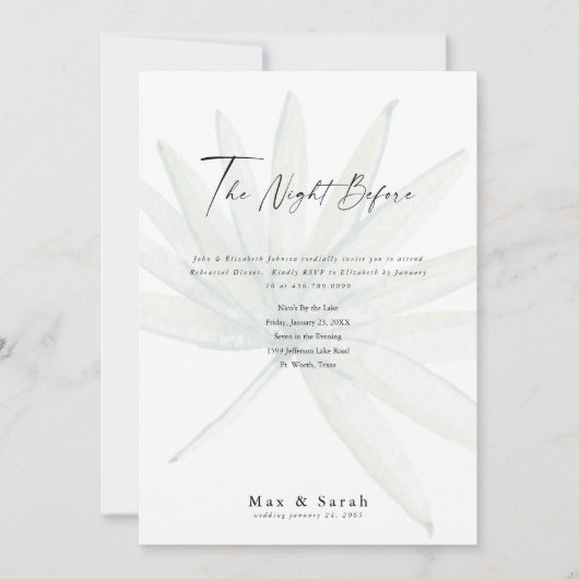 Invitation La nuit avant la répétition Mariage tropicale (Devant)