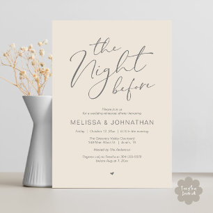 Invitation La Nuit Avant la Soirée de Répétition de Mariage R
