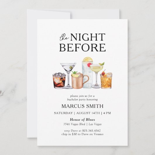 Invitation La Nuit Avant Le Bachelor Party (Devant)