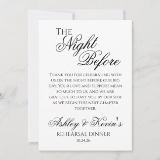 Invitation La Nuit Avant le Dîner de Répétition