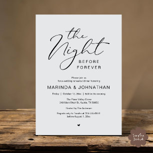 Invitation La Nuit Avant le Dîner de Répétition de Mariage Ro