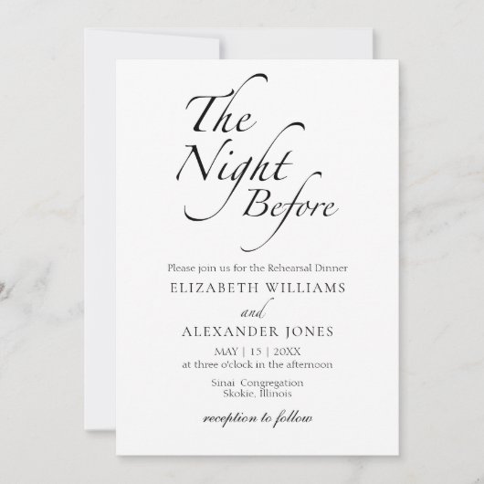 Invitation La Nuit Avant Le Dîner De Répétition De Script Mod (Devant)