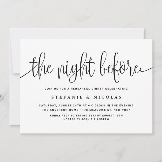 Invitation La Nuit Avant Le Dîner De Répétition De Script Noi (Devant)