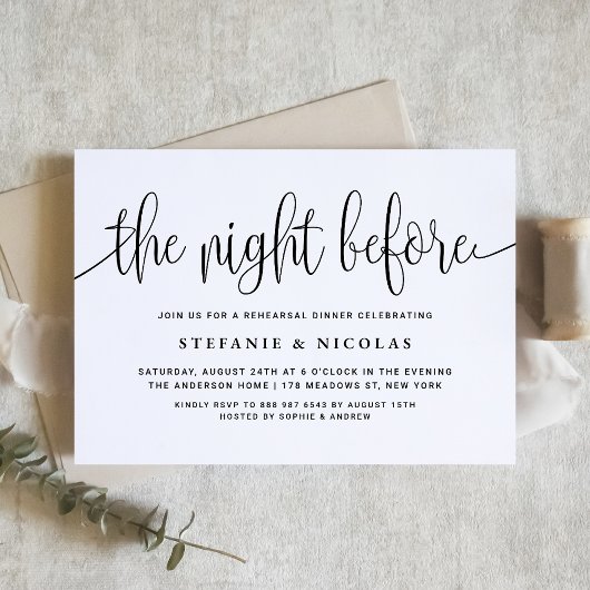 Invitation La Nuit Avant Le Dîner De Répétition De Script Noi