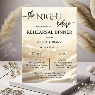 Invitation La Nuit Avant Le Dîner De Répétition D'Or