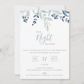 Invitation La Nuit Avant Le Dîner De Répétition Florale Bleue (Devant)