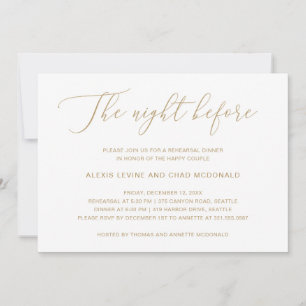 Invitation La nuit avant le dîner de répétition Gold Modern
