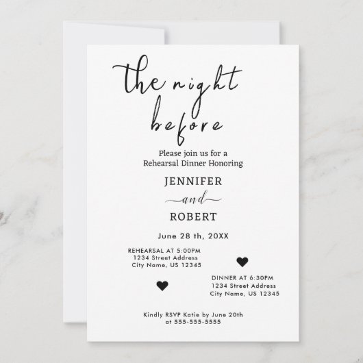 Invitation La Nuit Avant Le Dîner De Répétition Mariage Invit (Devant)