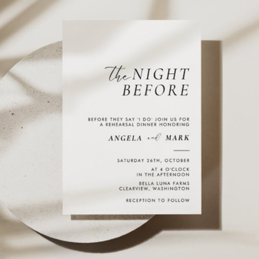 Invitation La Nuit Avant Le Dîner De Répétition Mariage Moder