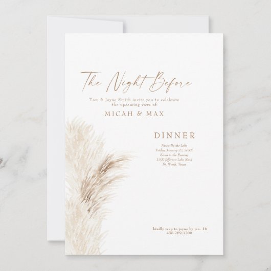 Invitation La Nuit Avant Le Dîner De Répétition Pampas II (Devant)