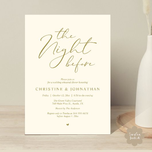 Invitation La Nuit Avant Le Dîner De Répétition Romantique De
