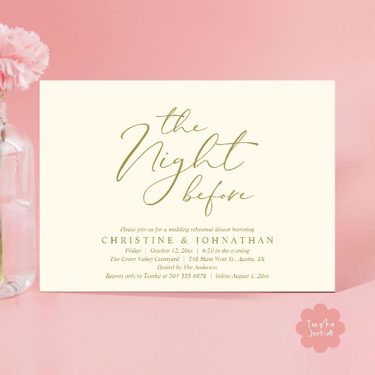 Invitation La Nuit Avant Le Dîner De Répétition Romantique De