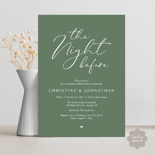 Invitation La Nuit Avant Le Dîner De Répétition Romantique De