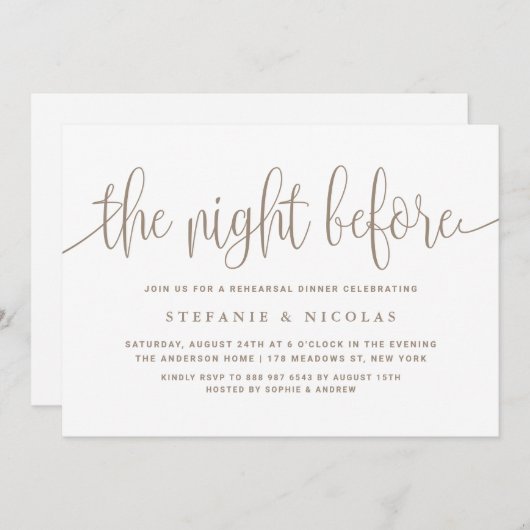 Invitation La Nuit Avant Le Dîner De Répétition Script (Devant / Derrière)