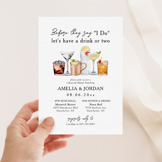 Invitation La Nuit Avant Le Dîner Répétition & Boissons Invit