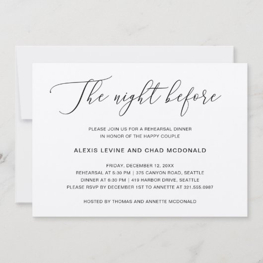 Invitation La Nuit Avant Le Dîner Rustique Moderne (Devant)