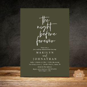 Invitation La Nuit Avant Pour Toujours, Dîner de Répétition d