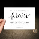 Invitation La Nuit Avant Pour Toujours, Dîner De Répétition M<br><div class="desc">Annoncez votre bonheur à jamais dans le style avec notre design rustique moderne (La Nuit avant Forever) carte d'invitation mariage de la répétition de célébration. Idéal pour les couples qui ont décidé de célébrer la veille de leur grand jour. Avec son design sophistiqué et ludique, cette invitation vous donnera le...</div>