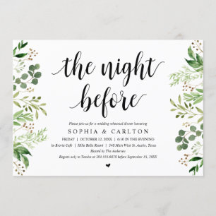 Invitation La Nuit Avant, Verdure, Dîner De Répétition