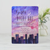 Invitation La nuit de la fille au coucher du soleil au centre (Debout devant)