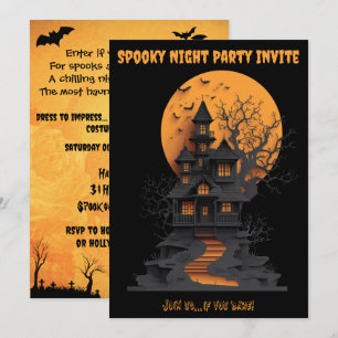 Invitation La nuit éffrayante Haunted House Halloween Party