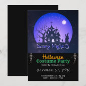 Invitation La nuit effrayante Haunted House Stars Black Hallo (Devant / Derrière)