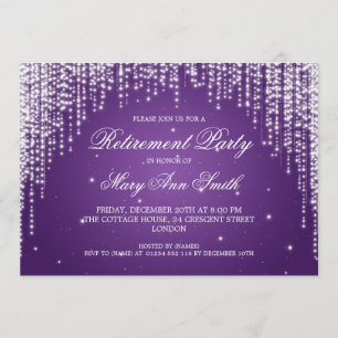 Invitation La nuit élégante de partie de retraite brillent le