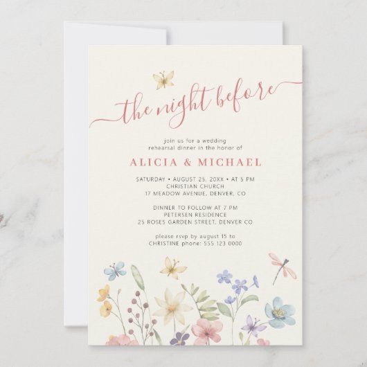 Invitation La nuit précédant le dîner de répétition mariage r (Devant)