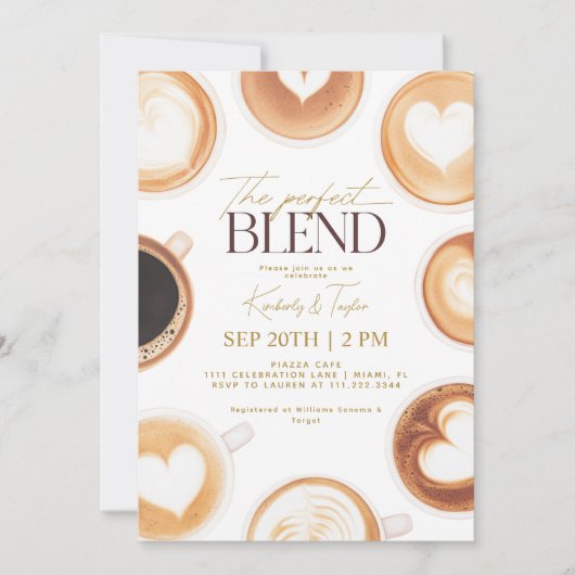 Invitation La Parfaite Fusion de Café pour la Fête de Mariage (Devant)