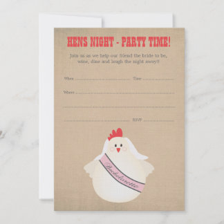 Invitation La partie de Bachelorette de nuit de poules