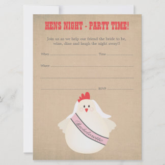 Invitation La partie de Bachelorette de nuit de poules