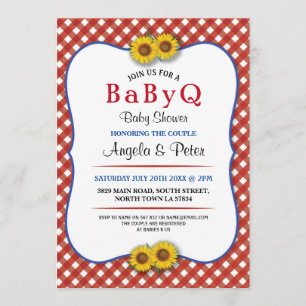 Invitation La partie de BBQ de baby shower de BABYQ couple