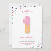 Invitation La partie de crème glacée badine l'invitation rose (Devant)