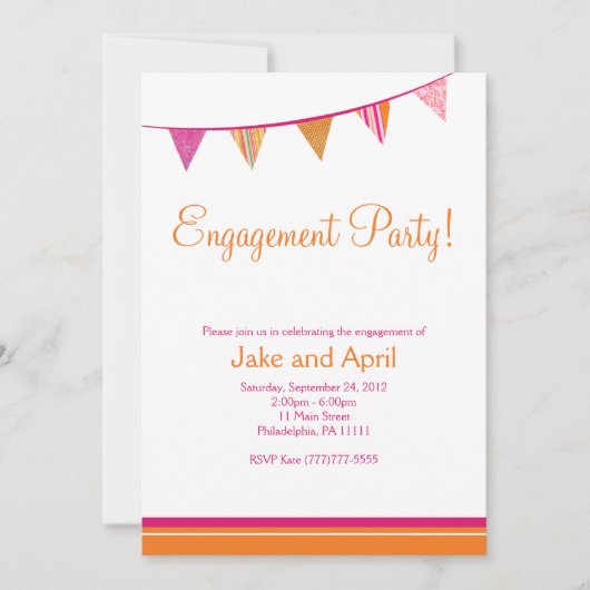 Invitation La partie marque la partie de fiançailles - rose (Devant)