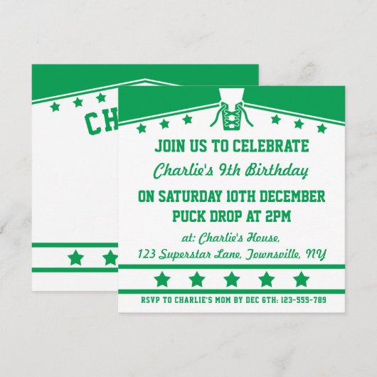 Invitation La partie orientée du Jersey de hockey sur glace (Devant / Derrière)