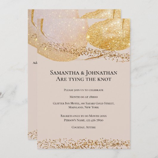 Invitation La parties scintillant Abstraite d'or façonne le m (Devant / Derrière)