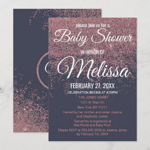 Invitation La Parties scintillant d'or Rose étincelle le Baby
