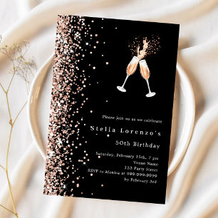 Invitation La parties scintillant d'or rose noir applaudit an