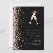Invitation La parties scintillant d'or rose noir applaudit an (Devant)