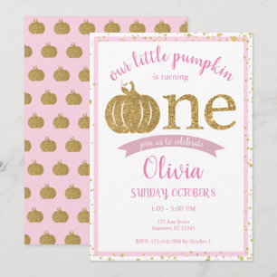 Invitation La Parties scintillant d'or rose petit Citrouille