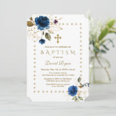 Invitation La Parties scintillant Floral Gold de la Marine de (Debout devant)