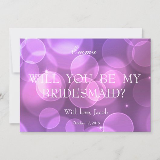 Invitation La Parties scintillant Purple Bokeh, Tu Seras Ma P (Devant)