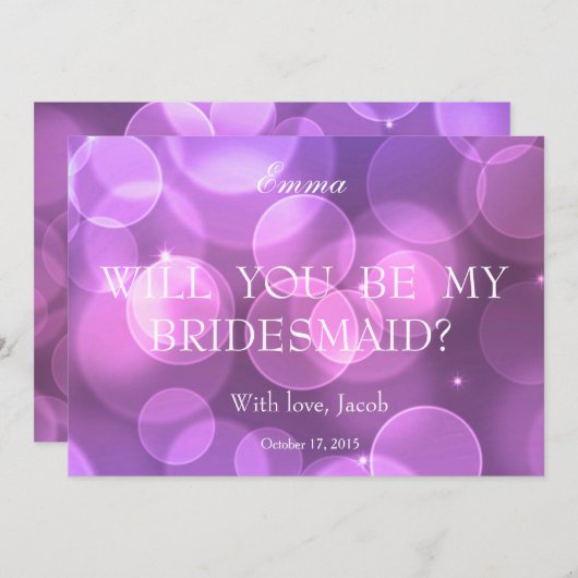 Invitation La Parties scintillant Purple Bokeh, Tu Seras Ma P (Devant / Derrière)