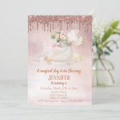 Invitation La Parties scintillant Rose d'or de l'enfant condu (Debout devant)