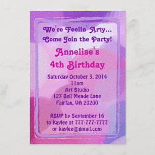 Invitation La peinture pourpre rose de partie d'art pointille