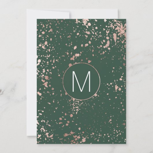 Invitation La peinture rose d'or éclabousse la réception (Dos)