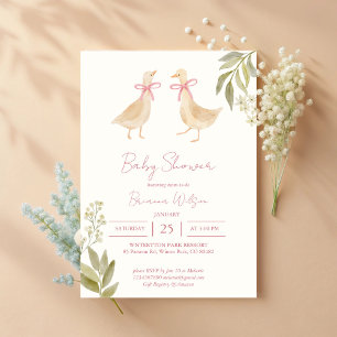 Invitation La pépinière d'oie rose rime le baby shower