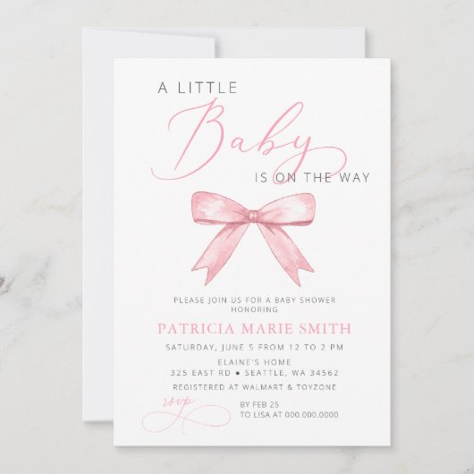 Invitation La Petite Coquette Est Sur Le Chemin Baby shower R (Devant)