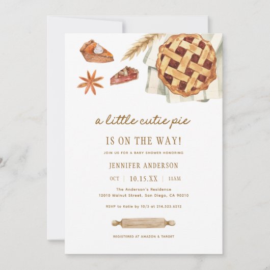 Invitation La Petite Cutie Pie D'Automne Est Sur Le Chemin Ba (Devant)