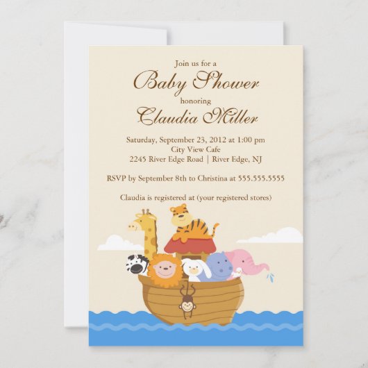 Invitation La petite fille Ark ou la petite douche de bébé Cu (Devant)